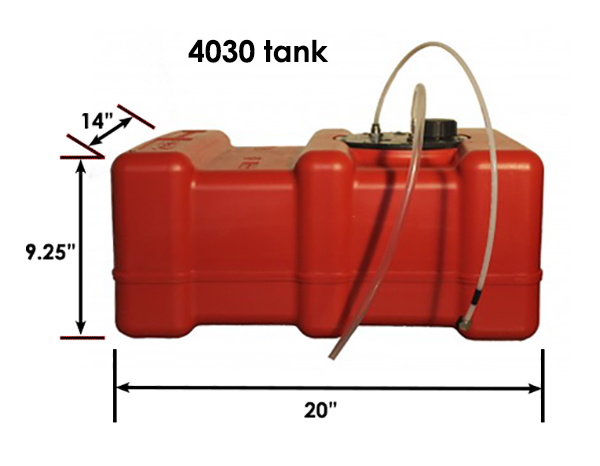 #4030/367215: Fuel Tank 33 Liter (8.7 Gallon) with 4m (13′) diesel fuel harness